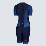 Zone3 Women's Activate Plus Revolution Short Sleeve Trisuit | Navy/Coral