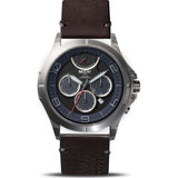 MTM Special Ops 42 Oconus Watch | Silver/Blue II/Leather Brown