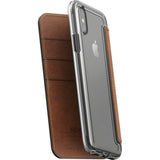 Nomad Folio Case for iPhone X | Clear/ Horween Brown Leather