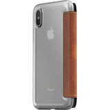 Nomad Folio Case for iPhone X | Clear/ Horween Brown Leather