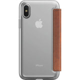 Nomad Folio Case for iPhone X | Clear/ Horween Brown Leather