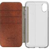 Nomad Folio Case for iPhone X | Clear/ Horween Brown Leather