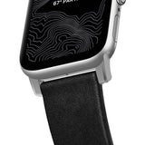 Hello Nomad Modern Leather Apple Watch Strap | Silver Hardware / Black Leather NM1A41SM00