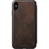 Hello Nomad Folio Tri-Fold Leather Case for iPhone XS Max | Rustic Brown Leather NM21TR0H50