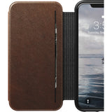 Nomad Folio Tri-Fold Case for iPhone XR | Rustic Brown Leather