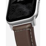 Nomad Traditional Apple Watch Strap | Silver Hardware / Brown Leather