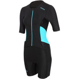 Zone3 Women's Activate Short Sleeve Full Zip Trisuit | Black/Blue