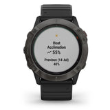 Garmin Fenix 6X Pro Solar Watch Titanium Carbon Gray DLC - Black Band, 010-02157-20
