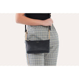 Kiko Leather Two Chain Crossbody | Black