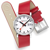Mondaine Evo2 30mm Big Date Grape Vegan Red Leather | MSE.30210.LCV