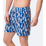 Tom & Teddy Men's Boat Swim Trunk | Marine Blue & Coral