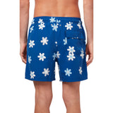 Tom & Teddy Men's Dasisy Swim Trunk | Blue & White