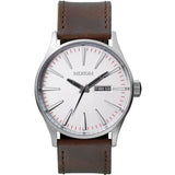 Nixon Sentry Leather Men's Watch | Silver / Brown