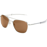 Randolph Engineering Aviator Matte Chrome Sunglasses | Tan Polarized Bayonet AR