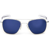 Randolph Engineering Aviator Bayonet Sunglasses | Matte Chrome -Blue Flash Mirror AR Af158 55mm