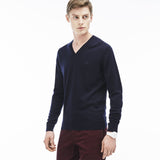 Lacoste Classic Wool Men's V-Neck Sweater | Navy Blue