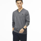 Lacoste Classic Wool Men's V-Neck Sweater | Navy Blue Mouline