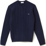 Lacoste Cable Knit Men's Wool Sweater | Midnight Blue Chine