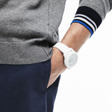Lacoste Stripe Accented Men's V-Neck Sweater | Galaxite Chine