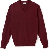 Lacoste Ribbed Men's V-Neck Sweater | Red Basque Chine