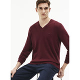 Lacoste Ribbed Men's V-Neck Sweater | Red Basque Chine