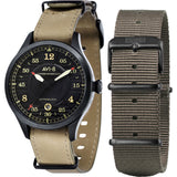 AVI-8 Hawker Hurricane AV-4046 Automatic Watch | Leather + Nylon Straps color- Black/Beige/Beige