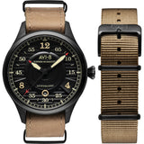 AVI-8 Hawker Hurricane AV-4046 Automatic Watch | Leather + Nylon Straps color- Black/Beige/Beige
