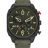 AVI-8 Hawker Hunter AV-4052 Chronograph Watch | Leather Strap color-Green/Green