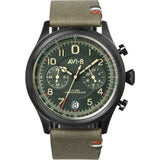 AVI-8 Flyboy AV-4054 Lafayette Watch | Leather Strap Color-Green/ Dark Green