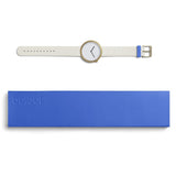 Bulbul Facette 04 Men's Watch | Matte Golden Steel on Cream White Italian Leather