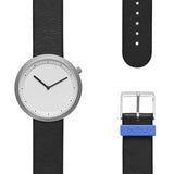 Bulbul Facette 05 Men's Watch | Matte Steel on Black Italian Leather
