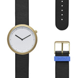 Bulbul Facette 06 Men's Watch | Matte Golden Steel on Black Italian Leather