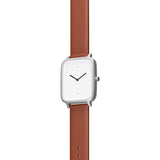 bulbul Oblong 03 Watch | Matte Steel on Brown Italian Leather OB03