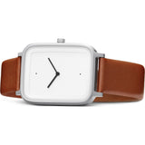 bulbul Oblong 03 Watch | Matte Steel on Brown Italian Leather OB03