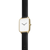 bulbul Oblong 07 Watch | Matte Golden Steel on Black Italian Leather OB07
