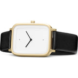 bulbul Oblong 07 Watch | Matte Golden Steel on Black Italian Leather OB07