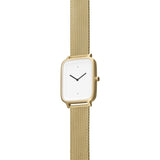 bulbul Oblong 08 Watch | Matte Golden Steel on Golden Milanese Mesh OB08