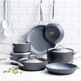 GreenPan Paris Pro Collection 11 Piece Set, 8" Open Frypan, 9.5" Open Frypan, 11" Open Frypan, 3QT Covered Sauté Pan, 1.5QT Covered Sauce Pan, 3QT Covered Sauce Pan, 5.5QT Covered Casserole