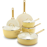 GreenPan Reserve Collection 10 Piece Set, 8" Open Frypan, 11" Open Frypan, 3.2QT Covered Sauté Pan, 2QT Covered Sauce Pan, 3QT Covered Sauce Pan with lid, 5QT Covered Casserole | Sunrise
