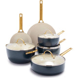 GreenPan Reserve Collection 10 Piece Set, 8" Open Frypan, 11" Open Frypan, 3.2QT Covered Sauté Pan, 2QT Covered Sauce Pan, 3QT Covered Sauce Pan with lid, 5QT Covered Casserole | Twilight