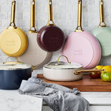 GreenPan Reserve Collection 10 Piece Set, 8" Open Frypan, 11" Open Frypan, 3.2QT Covered Sauté Pan, 2QT Covered Sauce Pan, 3QT Covered Sauce Pan with lid, 5QT Covered Casserole | Taupe