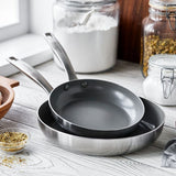 GreenPan Chatham Stainless Steel New Collection 8" and 10" Open Frypan Set