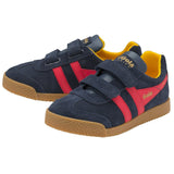 Gola Kid's Harrier Velcro Sneakers | Navy/Sun