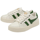 Gola Women's Baseline Mark Cox Leather Sneakers | Off White/Dark Green