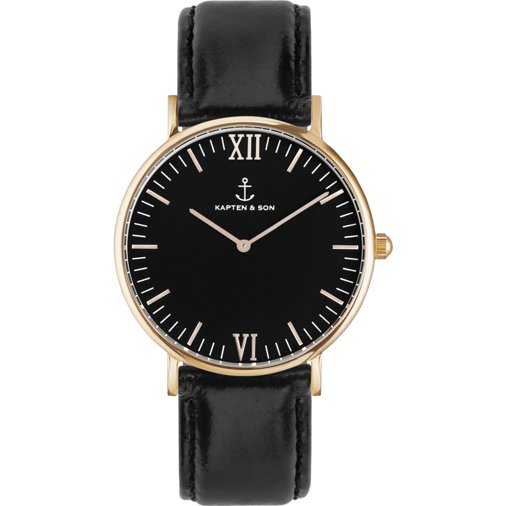 Kapten & Son Campus Black Leather Watch Black – Sportique display picture 1