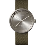 Leff Amsterdam D42 Tube Watch Cordura Leather | Steel/Green
