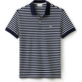 Lacoste Regular Fit Striped Pima Men's Polo Shirt | Navy Blue/White