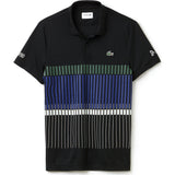 Lacoste X Novak Djokovic Vertical Stripe Men's Polo Shirt | Black