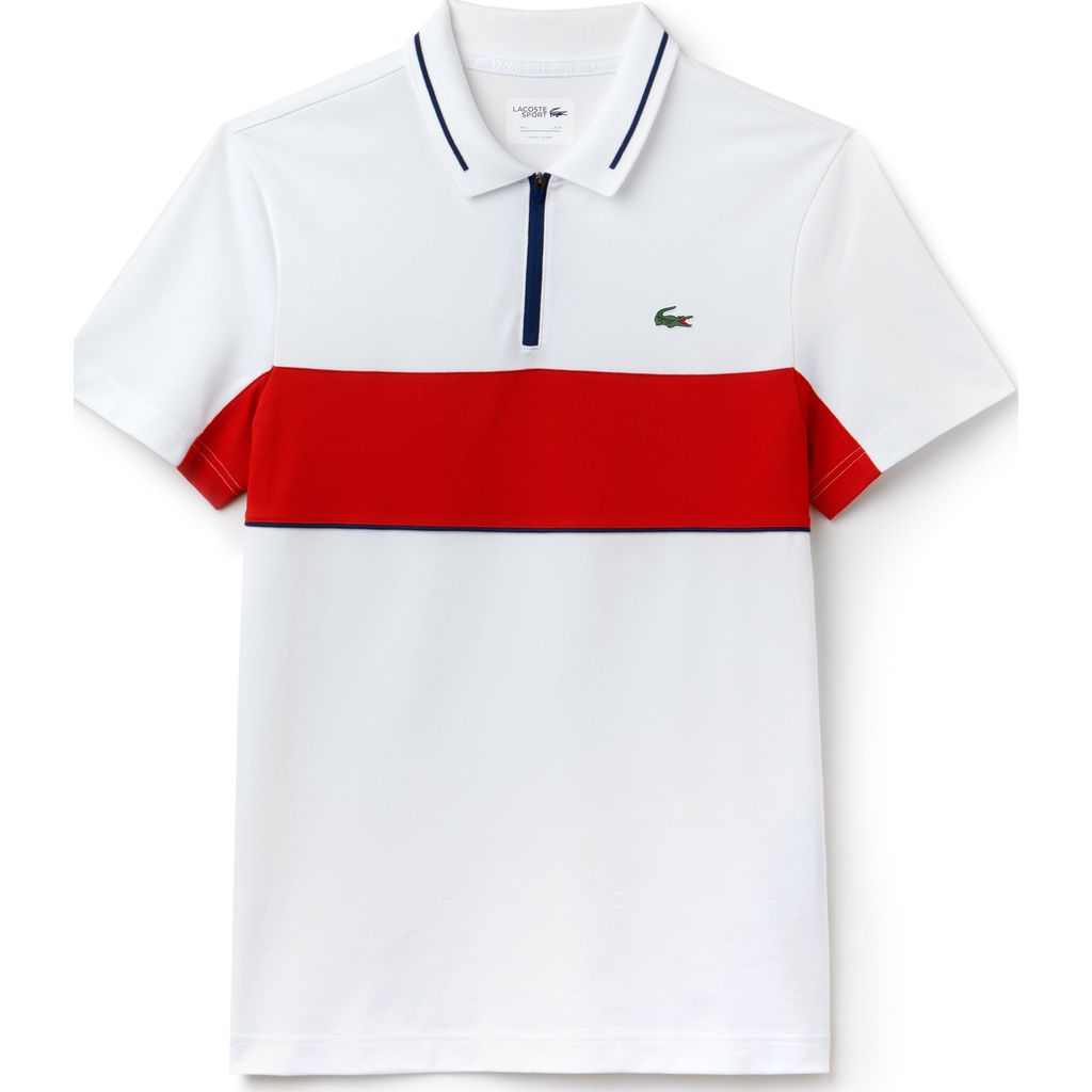 Lacoste Men's Made In France Slim Fit Piqué Polo In White / Red / Bordeaux, ModeSens