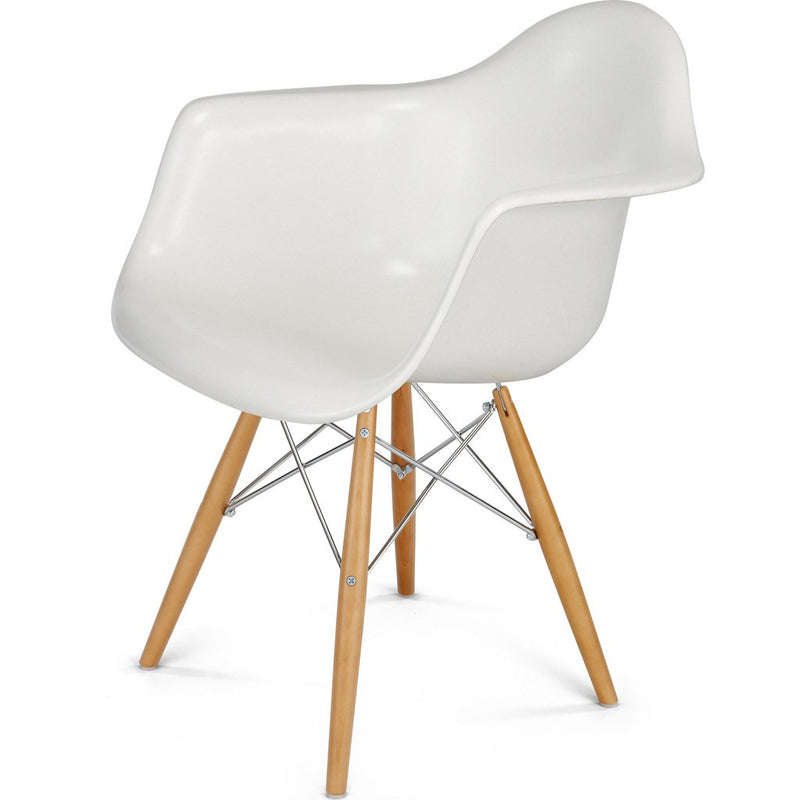 Modernica Case Study Maple Dowel Arm Shell Chair | Chrome/White FIB-W-DSA-CHR-MAP